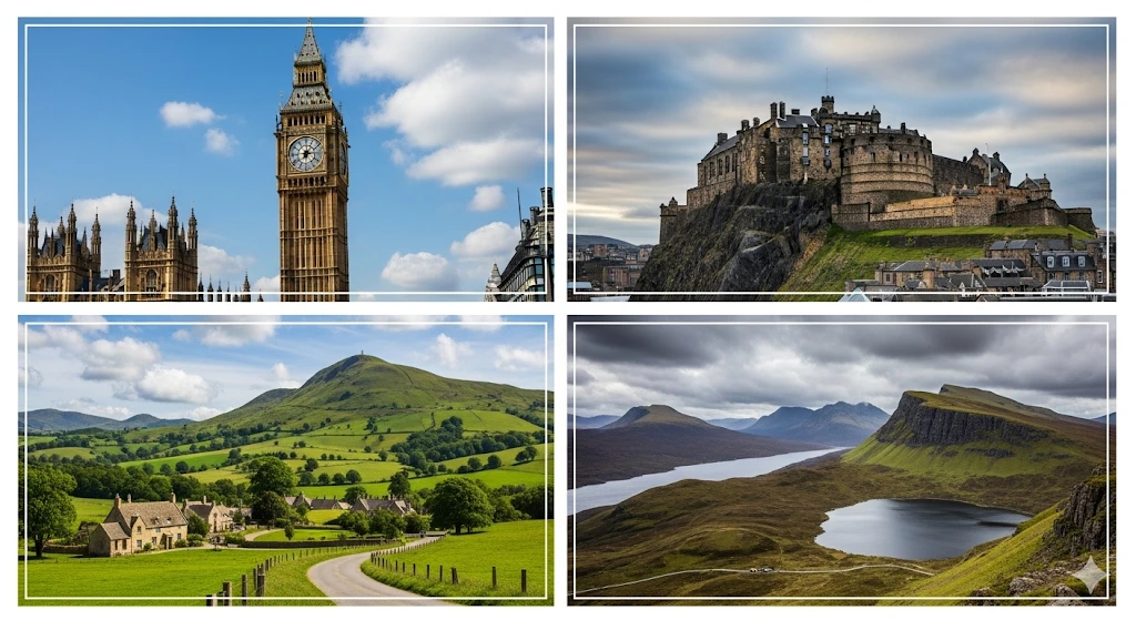 famous landmarks and landscapes for a perfect one-week itinerary uk including london, edinburgh, and countryside escapes.