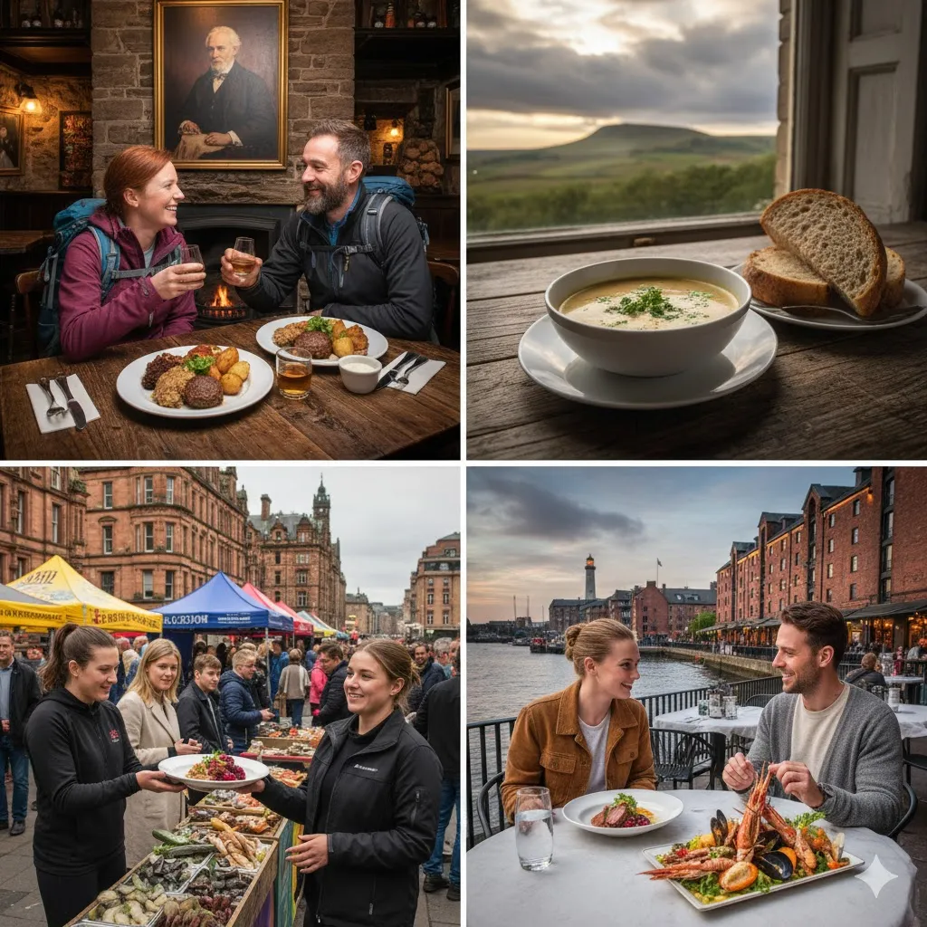 capturing the essence of scotland city tours: historic sites, local markets, cozy pubs, and scenic views.